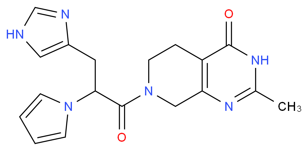 7-[3-(1H-imidazol-4-yl)-2-(1H-pyrrol-1-yl)propanoyl]-2-methyl-5,6,7,8-tetrahydropyrido[3,4-d]pyrimidin-4(3H)-one_分子结构_CAS_)