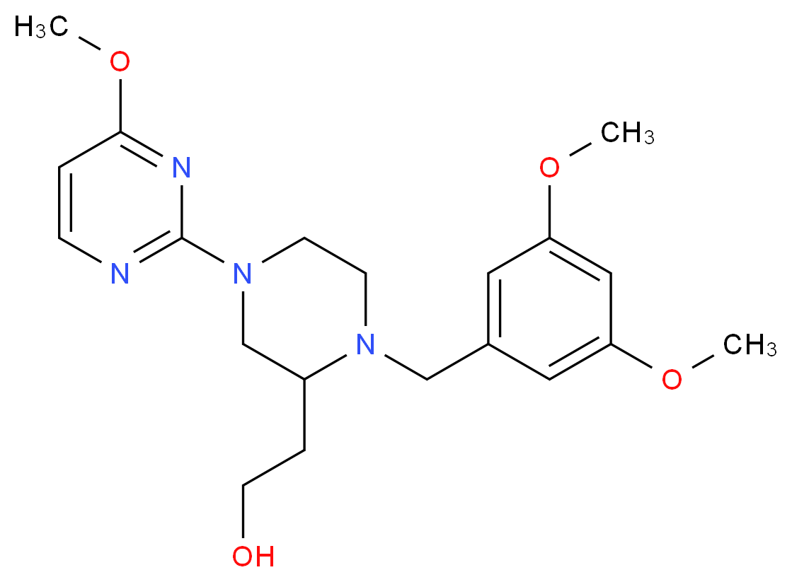 2-[1-(3,5-dimethoxybenzyl)-4-(4-methoxy-2-pyrimidinyl)-2-piperazinyl]ethanol_分子结构_CAS_)