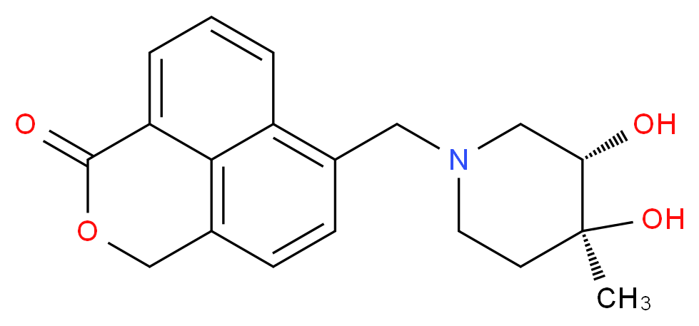 6-{[(3S*,4S*)-3,4-dihydroxy-4-methylpiperidin-1-yl]methyl}-1H,3H-naphtho[1,8-cd]pyran-1-one_分子结构_CAS_)