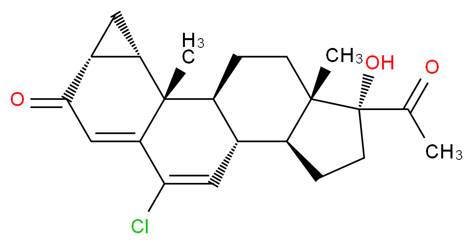 (1S,2S,3S,5R,11R,12S,15R,16S)-15-acetyl-9-chloro-15-hydroxy-2,16-dimethylpentacyclo[9.7.0.0<sup>2</sup>,<sup>8</sup>.0<sup>3</sup>,<sup>5</sup>.0<sup>1</sup><sup>2</sup>,<sup>1</sup><sup>6</sup>]octadeca-7,9-dien-6-one_分子结构_CAS_2098-66-0