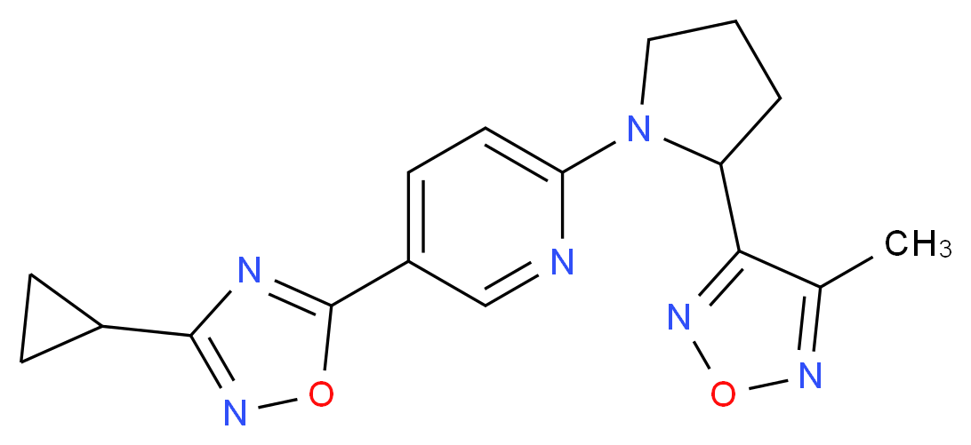 5-(3-cyclopropyl-1,2,4-oxadiazol-5-yl)-2-[2-(4-methyl-1,2,5-oxadiazol-3-yl)-1-pyrrolidinyl]pyridine_分子结构_CAS_)