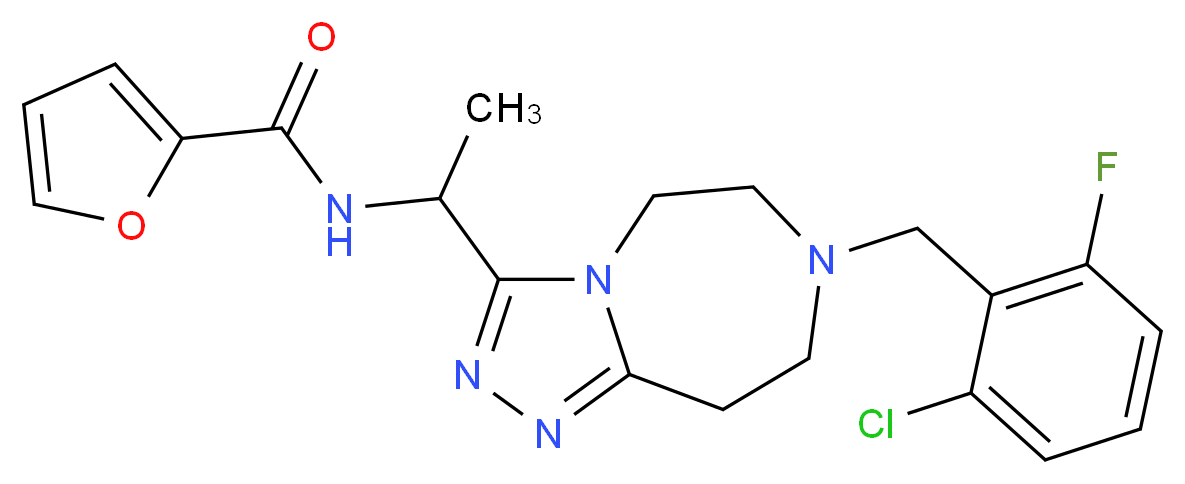 N-{1-[7-(2-chloro-6-fluorobenzyl)-6,7,8,9-tetrahydro-5H-[1,2,4]triazolo[4,3-d][1,4]diazepin-3-yl]ethyl}-2-furamide_分子结构_CAS_)