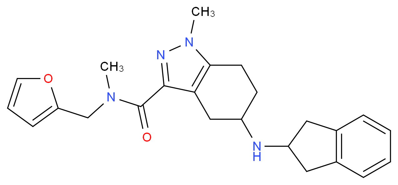5-(2,3-dihydro-1H-inden-2-ylamino)-N-(2-furylmethyl)-N,1-dimethyl-4,5,6,7-tetrahydro-1H-indazole-3-carboxamide_分子结构_CAS_)