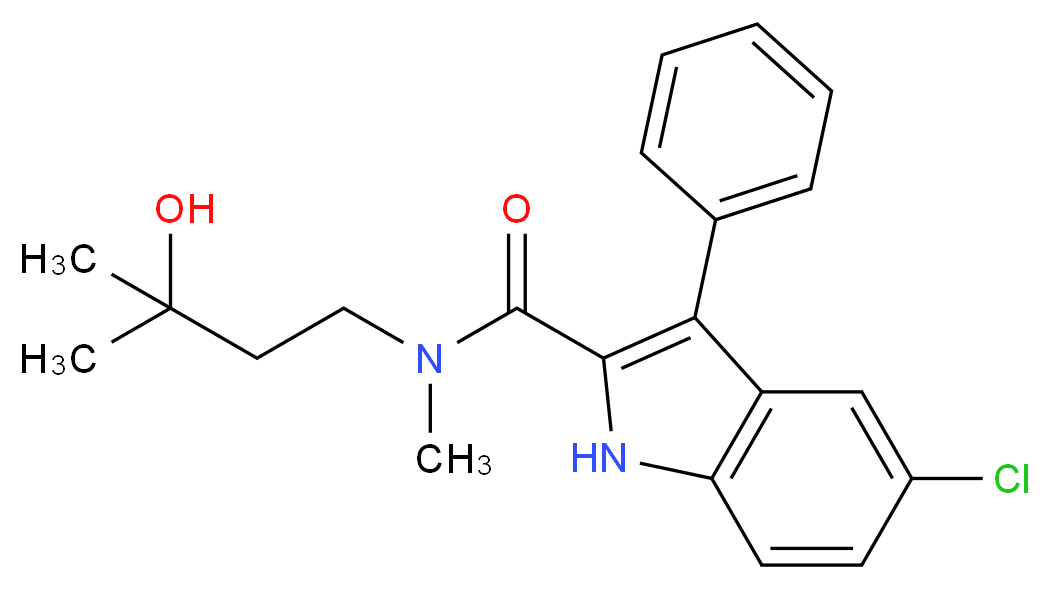 5-chloro-N-(3-hydroxy-3-methylbutyl)-N-methyl-3-phenyl-1H-indole-2-carboxamide_分子结构_CAS_)