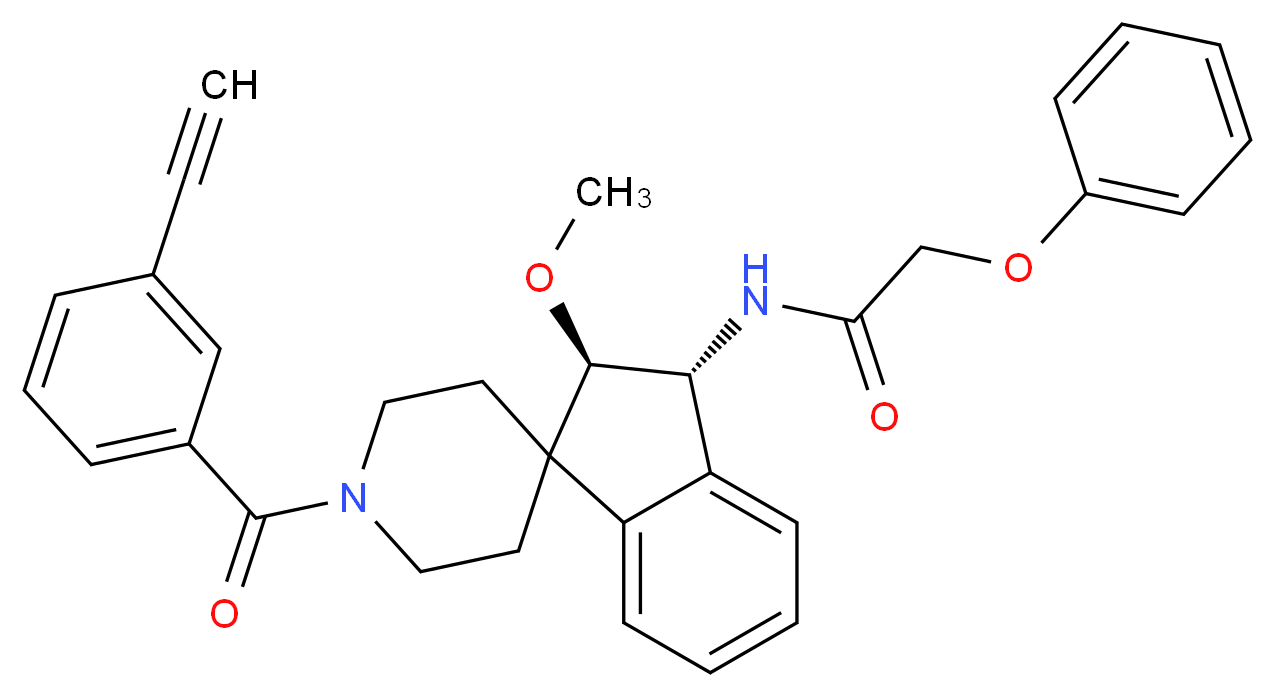 N-[(2R*,3R*)-1'-(3-ethynylbenzoyl)-2-methoxy-2,3-dihydrospiro[indene-1,4'-piperidin]-3-yl]-2-phenoxyacetamide_分子结构_CAS_)