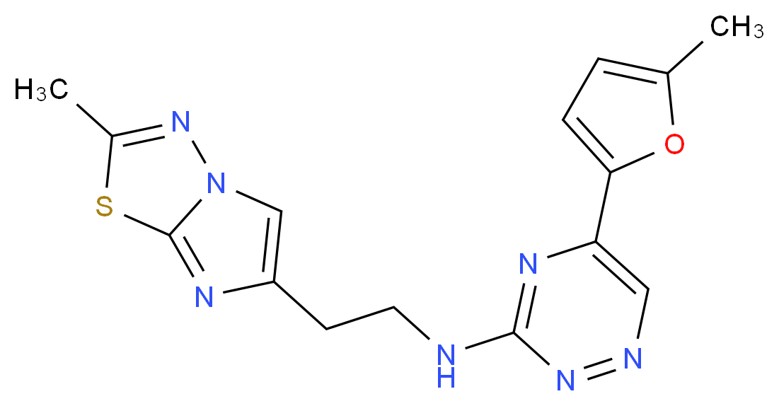 5-(5-methyl-2-furyl)-N-[2-(2-methylimidazo[2,1-b][1,3,4]thiadiazol-6-yl)ethyl]-1,2,4-triazin-3-amine_分子结构_CAS_)