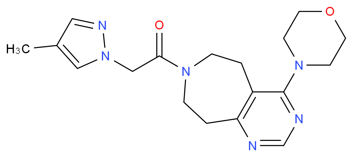 7-[(4-methyl-1H-pyrazol-1-yl)acetyl]-4-morpholin-4-yl-6,7,8,9-tetrahydro-5H-pyrimido[4,5-d]azepine_分子结构_CAS_)