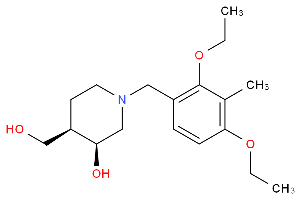 (3S*,4R*)-1-(2,4-diethoxy-3-methylbenzyl)-4-(hydroxymethyl)piperidin-3-ol_分子结构_CAS_)