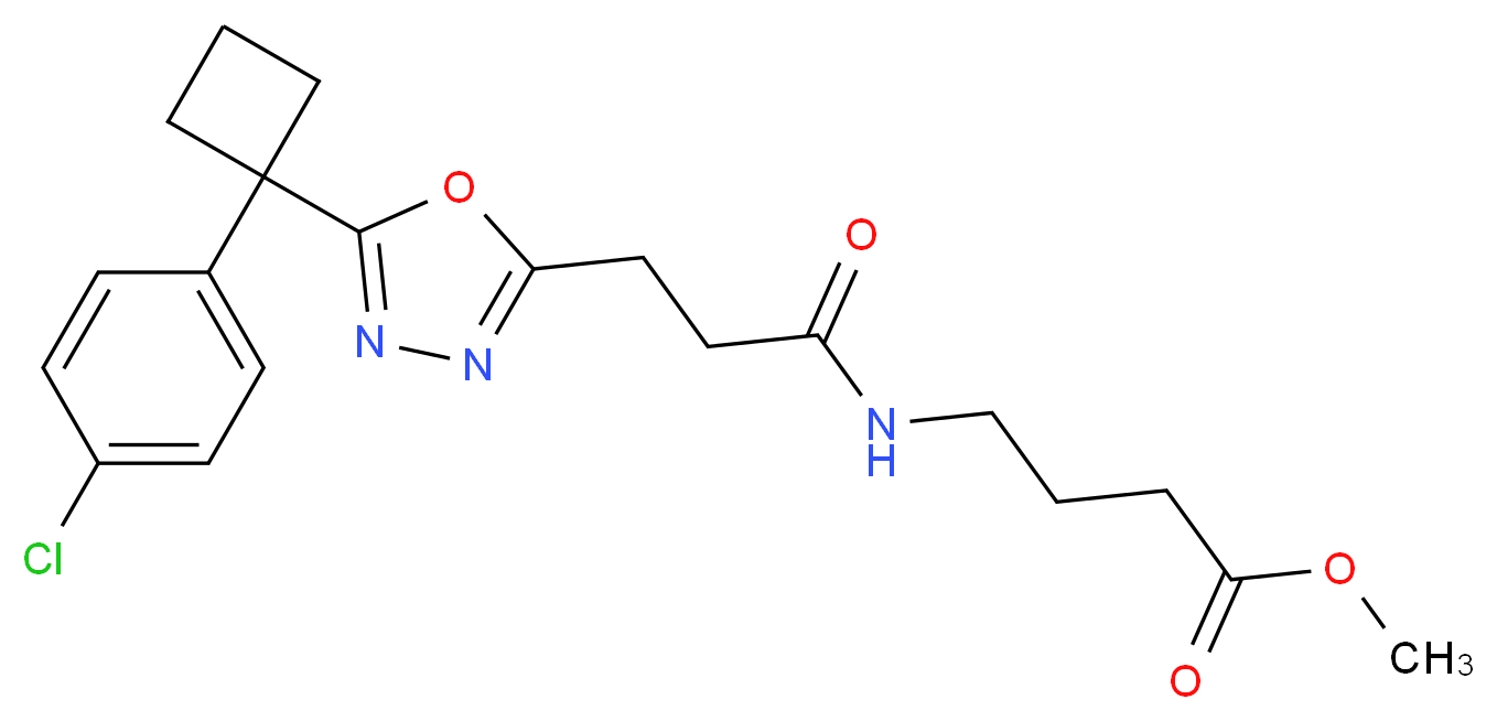 methyl 4-[(3-{5-[1-(4-chlorophenyl)cyclobutyl]-1,3,4-oxadiazol-2-yl}propanoyl)amino]butanoate_分子结构_CAS_)