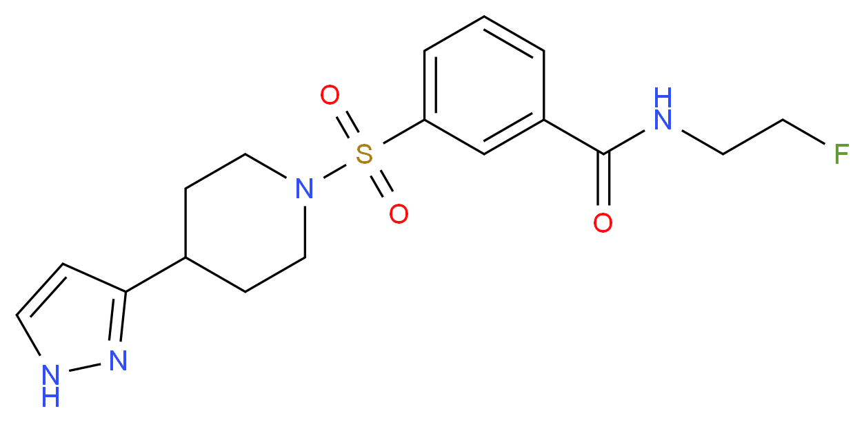 N-(2-fluoroethyl)-3-{[4-(1H-pyrazol-3-yl)piperidin-1-yl]sulfonyl}benzamide_分子结构_CAS_)