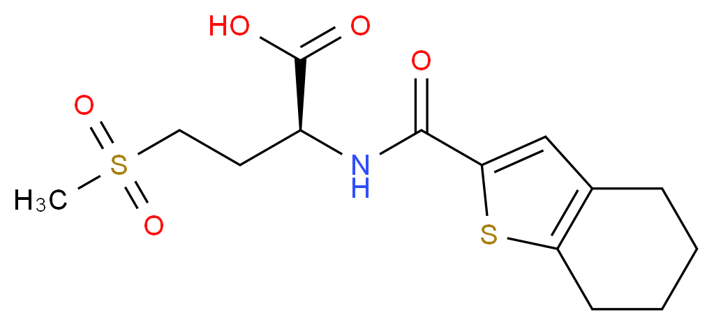 (2S)-4-(methylsulfonyl)-2-[(4,5,6,7-tetrahydro-1-benzothien-2-ylcarbonyl)amino]butanoic acid_分子结构_CAS_)