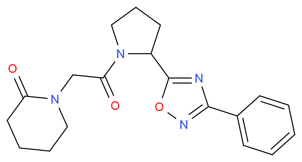 1-{2-oxo-2-[2-(3-phenyl-1,2,4-oxadiazol-5-yl)-1-pyrrolidinyl]ethyl}-2-piperidinone_分子结构_CAS_)
