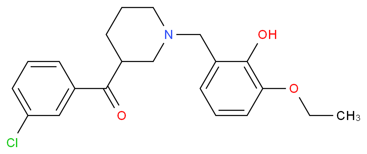 (3-chlorophenyl)[1-(3-ethoxy-2-hydroxybenzyl)-3-piperidinyl]methanone_分子结构_CAS_)
