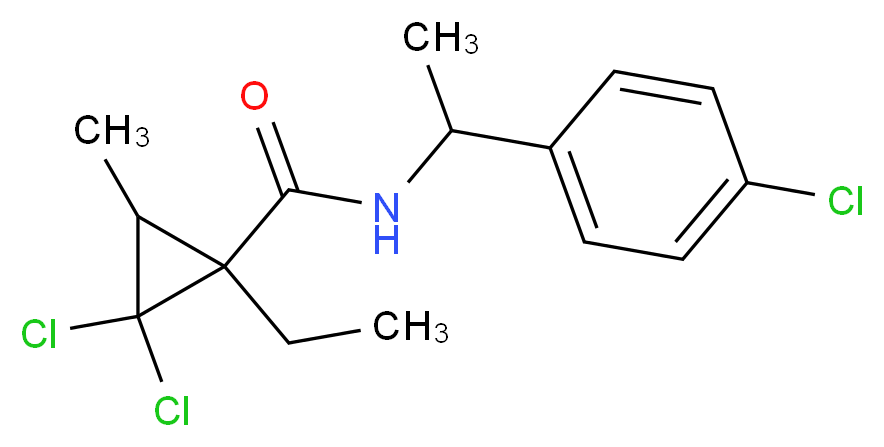 2,2-dichloro-N-[1-(4-chlorophenyl)ethyl]-1-ethyl-3-methylcyclopropane-1-carboxamide_分子结构_CAS_104030-54-8