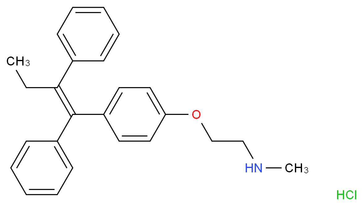 (2-{4-[(1Z)-1,2-diphenylbut-1-en-1-yl]phenoxy}ethyl)(methyl)amine hydrochloride_分子结构_CAS_15917-65-4