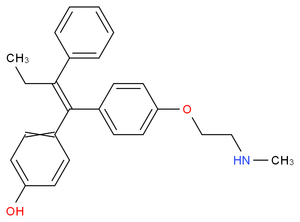 (Z)-4-Hydroxy-N-desmethyl Tamoxifen (contains up to 10% E isomer)_分子结构_CAS_112093-28-4)