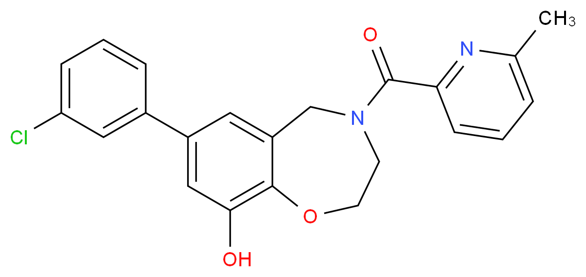 7-(3-chlorophenyl)-4-[(6-methylpyridin-2-yl)carbonyl]-2,3,4,5-tetrahydro-1,4-benzoxazepin-9-ol_分子结构_CAS_)