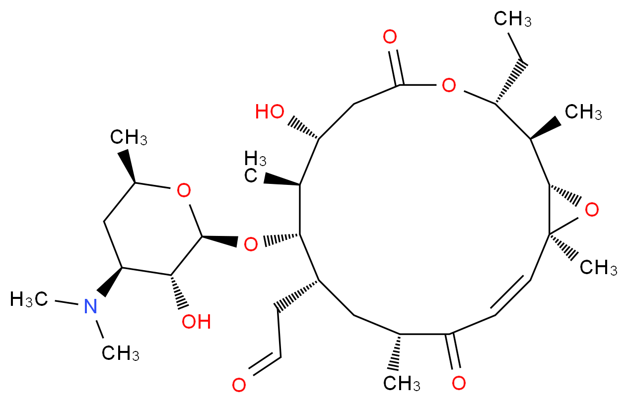 2-[(1S,2R,3R,7R,8S,9S,10R,12R,14Z,16S)-9-{[(2S,3R,4S,6R)-4-(dimethylamino)-3-hydroxy-6-methyloxan-2-yl]oxy}-3-ethyl-7-hydroxy-2,8,12,16-tetramethyl-5,13-dioxo-4,17-dioxabicyclo[14.1.0]heptadec-14-en-10-yl]acetaldehyde_分子结构_CAS_35834-26-5