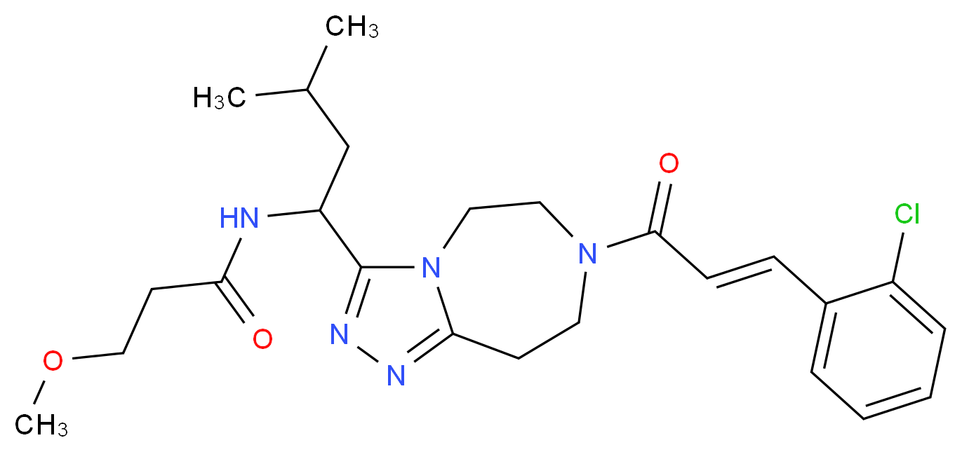 N-(1-{7-[(2E)-3-(2-chlorophenyl)-2-propenoyl]-6,7,8,9-tetrahydro-5H-[1,2,4]triazolo[4,3-d][1,4]diazepin-3-yl}-3-methylbutyl)-3-methoxypropanamide_分子结构_CAS_)