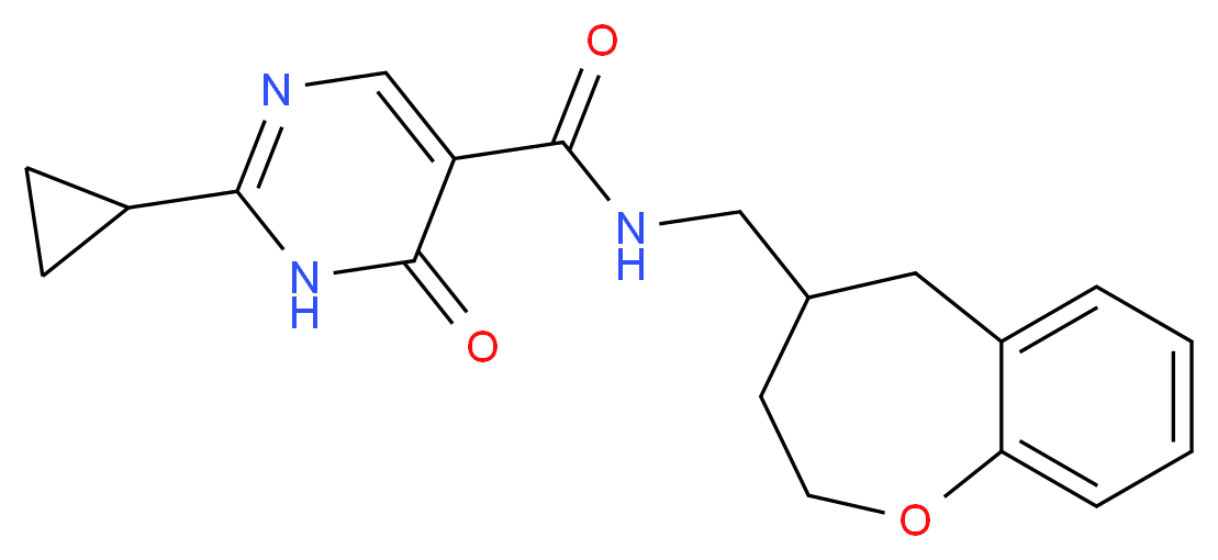2-cyclopropyl-6-oxo-N-(2,3,4,5-tetrahydro-1-benzoxepin-4-ylmethyl)-1,6-dihydropyrimidine-5-carboxamide_分子结构_CAS_)