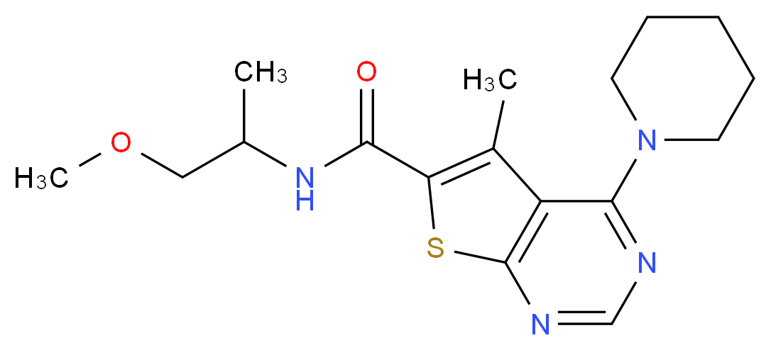 N-(2-methoxy-1-methylethyl)-5-methyl-4-(1-piperidinyl)thieno[2,3-d]pyrimidine-6-carboxamide_分子结构_CAS_)