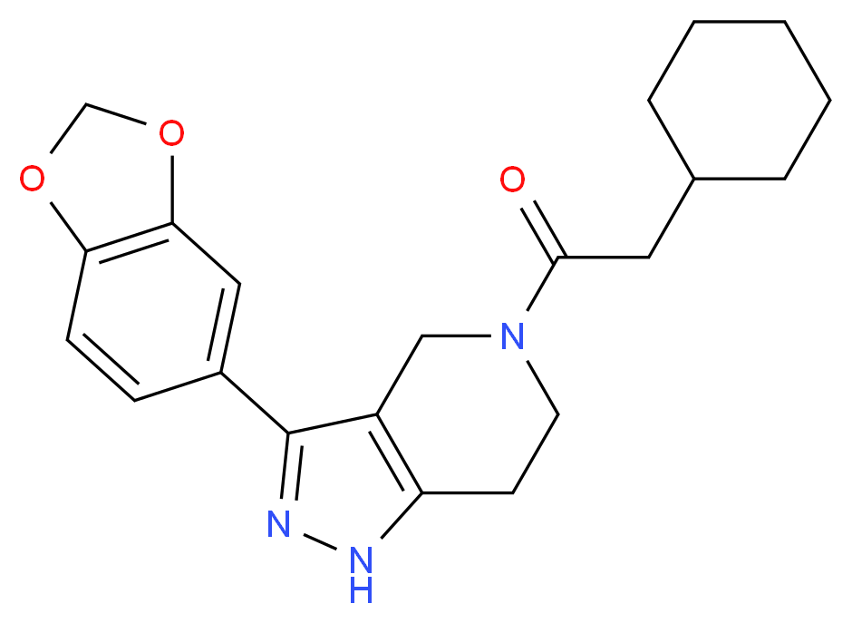 3-(1,3-benzodioxol-5-yl)-5-(cyclohexylacetyl)-4,5,6,7-tetrahydro-1H-pyrazolo[4,3-c]pyridine_分子结构_CAS_)