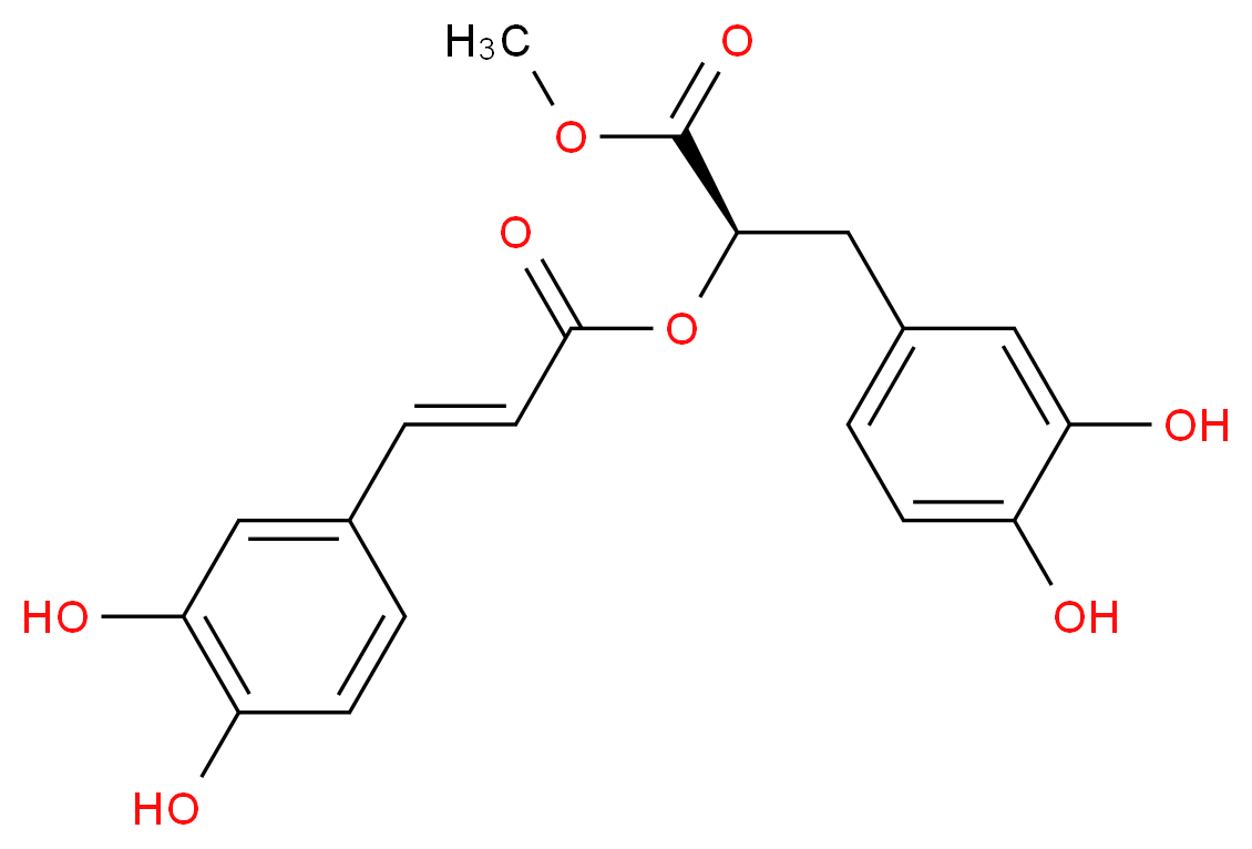 (2R)-3-(3,4-dihydroxyphenyl)-1-methoxy-1-oxopropan-2-yl (2E)-3-(3,4-dihydroxyphenyl)prop-2-enoate_分子结构_CAS_99353-00-1