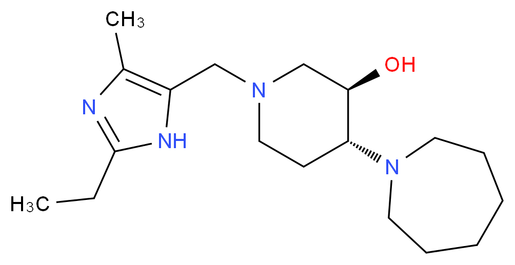 (3R*,4R*)-4-(1-azepanyl)-1-[(2-ethyl-4-methyl-1H-imidazol-5-yl)methyl]-3-piperidinol_分子结构_CAS_)