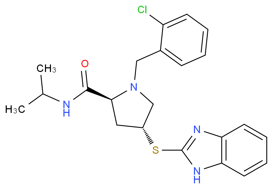 (4R)-4-(1H-benzimidazol-2-ylthio)-1-(2-chlorobenzyl)-N-isopropyl-L-prolinamide_分子结构_CAS_)
