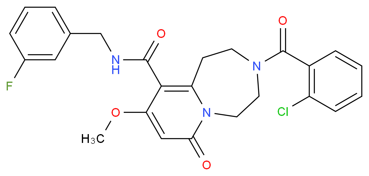 3-(2-chlorobenzoyl)-N-(3-fluorobenzyl)-9-methoxy-7-oxo-1,2,3,4,5,7-hexahydropyrido[1,2-d][1,4]diazepine-10-carboxamide_分子结构_CAS_)