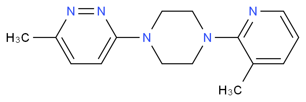 3-methyl-6-[4-(3-methyl-2-pyridinyl)-1-piperazinyl]pyridazine_分子结构_CAS_)