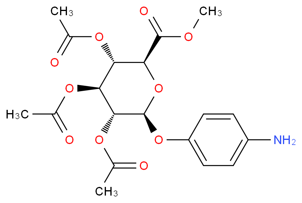 methyl (2S,3S,4S,5R,6S)-3,4,5-tris(acetyloxy)-6-(4-aminophenoxy)oxane-2-carboxylate_分子结构_CAS_25218-22-8