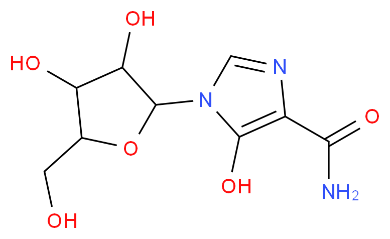 1-[3,4-dihydroxy-5-(hydroxymethyl)oxolan-2-yl]-5-hydroxy-1H-imidazole-4-carboxamide_分子结构_CAS_50924-49-7