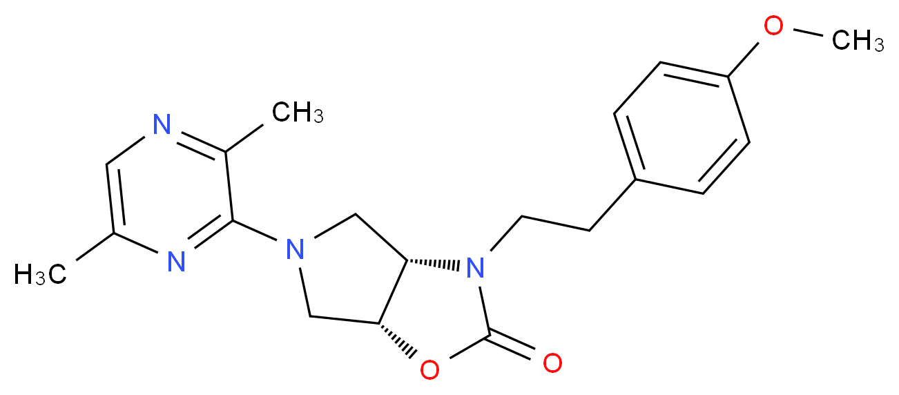 (3aS*,6aR*)-5-(3,6-dimethyl-2-pyrazinyl)-3-[2-(4-methoxyphenyl)ethyl]hexahydro-2H-pyrrolo[3,4-d][1,3]oxazol-2-one_分子结构_CAS_)