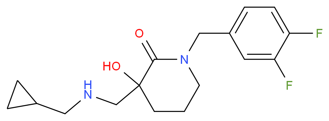 3-{[(cyclopropylmethyl)amino]methyl}-1-(3,4-difluorobenzyl)-3-hydroxy-2-piperidinone_分子结构_CAS_)