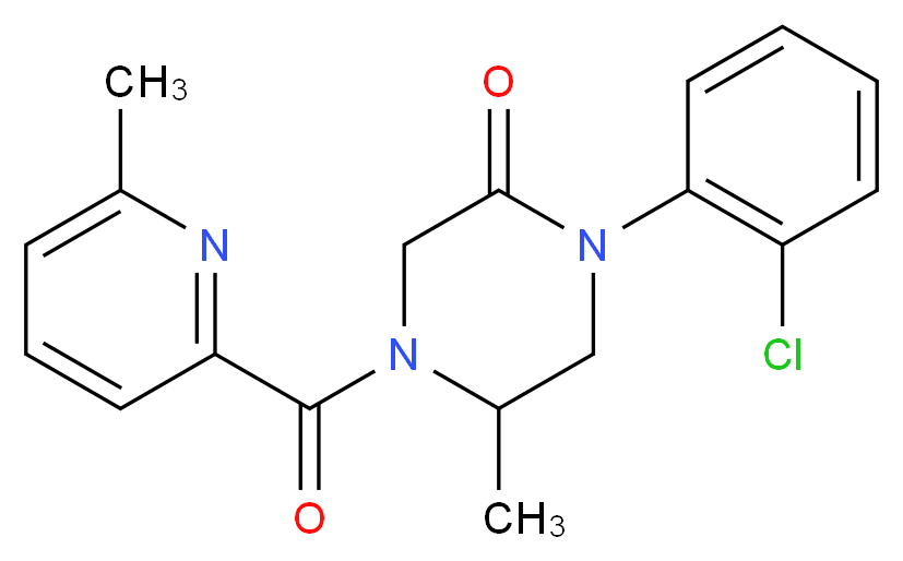 1-(2-chlorophenyl)-5-methyl-4-[(6-methyl-2-pyridinyl)carbonyl]-2-piperazinone_分子结构_CAS_)