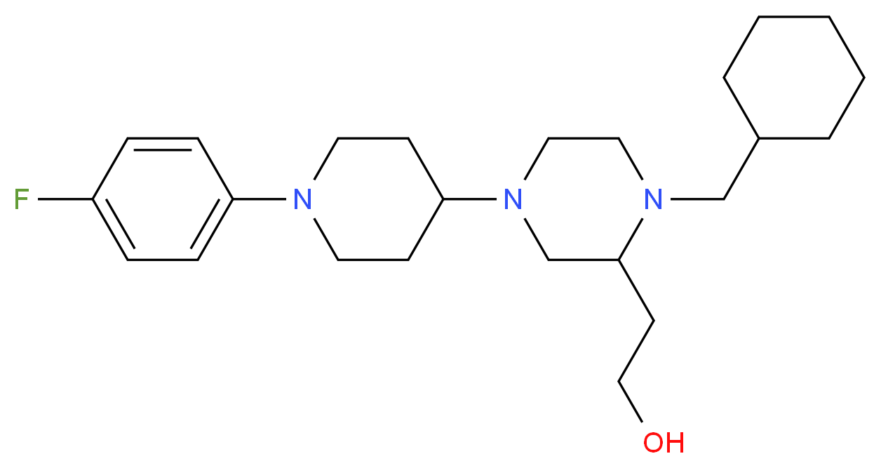 2-{1-(cyclohexylmethyl)-4-[1-(4-fluorophenyl)-4-piperidinyl]-2-piperazinyl}ethanol_分子结构_CAS_)
