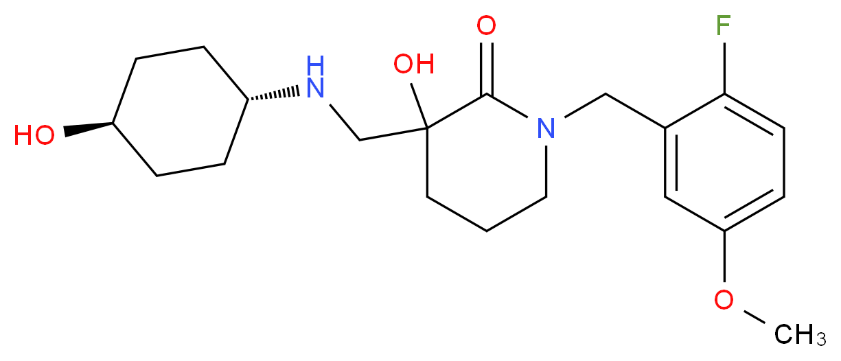 1-(2-fluoro-5-methoxybenzyl)-3-hydroxy-3-{[(trans-4-hydroxycyclohexyl)amino]methyl}piperidin-2-one_分子结构_CAS_)
