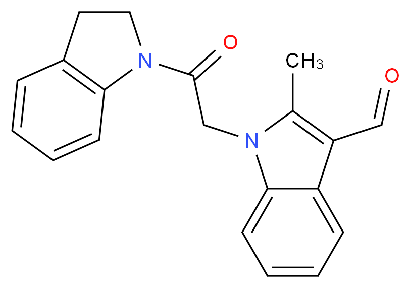 1-[2-(2,3-dihydro-1H-indol-1-yl)-2-oxoethyl]-2-methyl-1H-indole-3-carbaldehyde_分子结构_CAS_433963-38-3