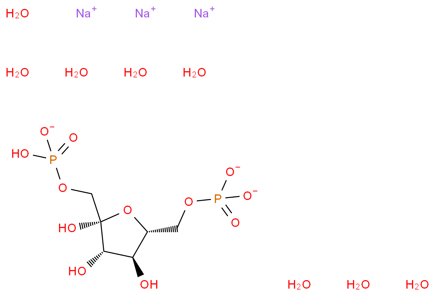 trisodium octahydrate [(2R,3S,4S,5R)-2,3,4-trihydroxy-5-[(phosphonatooxy)methyl]oxolan-2-yl]methyl hydrogen phosphate_分子结构_CAS_81028-91-3