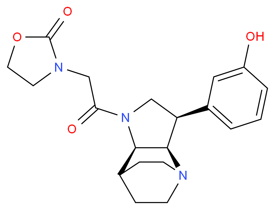 3-{2-[(3R*,3aR*,7aR*)-3-(3-hydroxyphenyl)hexahydro-4,7-ethanopyrrolo[3,2-b]pyridin-1(2H)-yl]-2-oxoethyl}-1,3-oxazolidin-2-one_分子结构_CAS_)