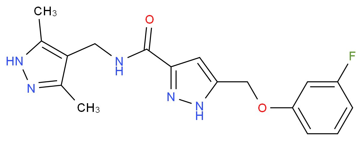 N-[(3,5-dimethyl-1H-pyrazol-4-yl)methyl]-5-[(3-fluorophenoxy)methyl]-1H-pyrazole-3-carboxamide_分子结构_CAS_)