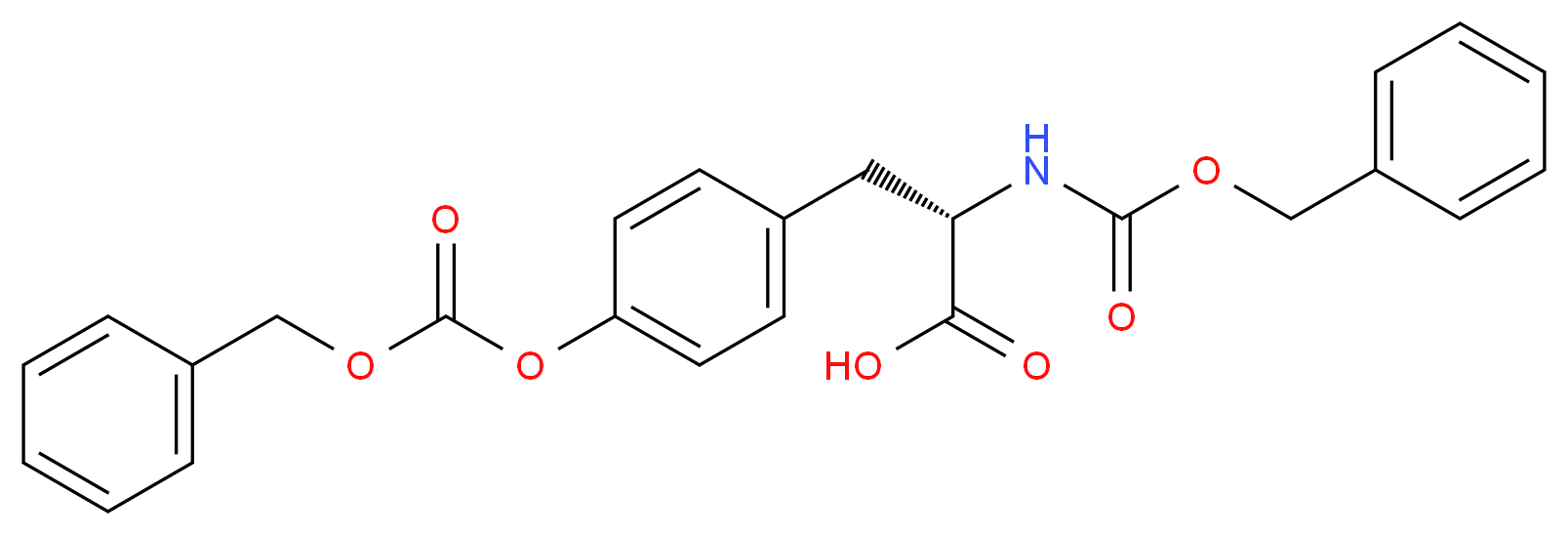 (2S)-2-{[(benzyloxy)carbonyl]amino}-3-(4-{[(benzyloxy)carbonyl]oxy}phenyl)propanoic acid_分子结构_CAS_57228-29-2