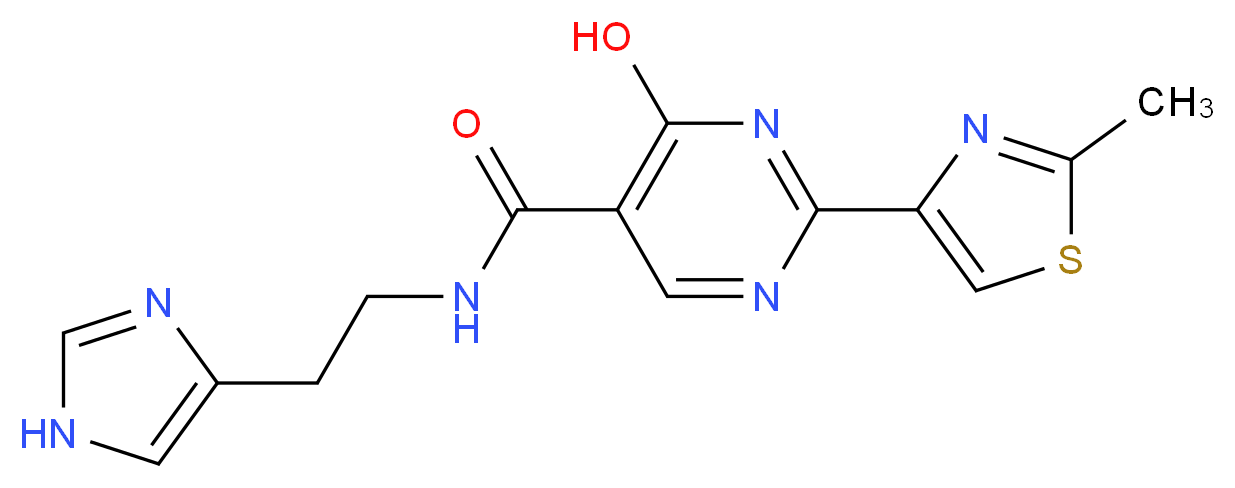4-hydroxy-N-[2-(1H-imidazol-4-yl)ethyl]-2-(2-methyl-1,3-thiazol-4-yl)pyrimidine-5-carboxamide_分子结构_CAS_)