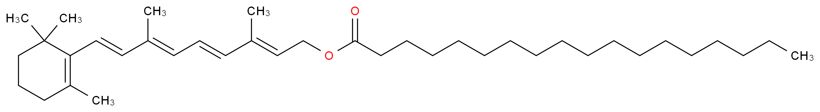 (2E,4E,6E,8E)-3,7-dimethyl-9-(2,6,6-trimethylcyclohex-1-en-1-yl)nona-2,4,6,8-tetraen-1-yl octadecanoate_分子结构_CAS_631-87-8