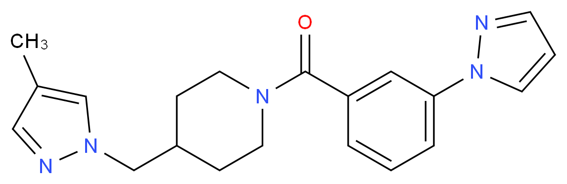 4-[(4-methyl-1H-pyrazol-1-yl)methyl]-1-[3-(1H-pyrazol-1-yl)benzoyl]piperidine_分子结构_CAS_)