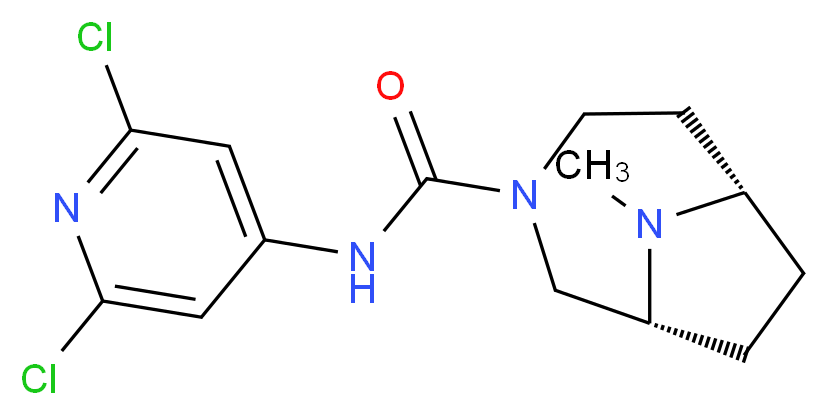 (1R*,6S*)-N-(2,6-dichloropyridin-4-yl)-9-methyl-3,9-diazabicyclo[4.2.1]nonane-3-carboxamide_分子结构_CAS_)