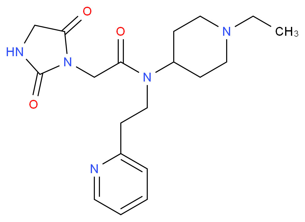 2-(2,5-dioxo-1-imidazolidinyl)-N-(1-ethyl-4-piperidinyl)-N-[2-(2-pyridinyl)ethyl]acetamide_分子结构_CAS_)