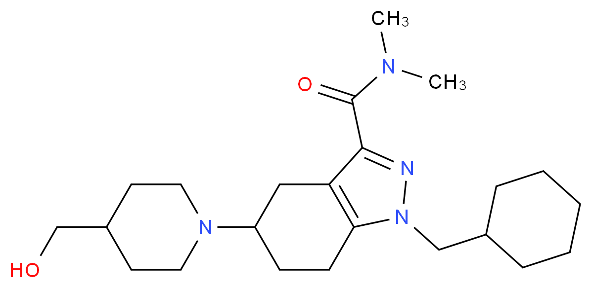 1-(cyclohexylmethyl)-5-[4-(hydroxymethyl)-1-piperidinyl]-N,N-dimethyl-4,5,6,7-tetrahydro-1H-indazole-3-carboxamide_分子结构_CAS_)