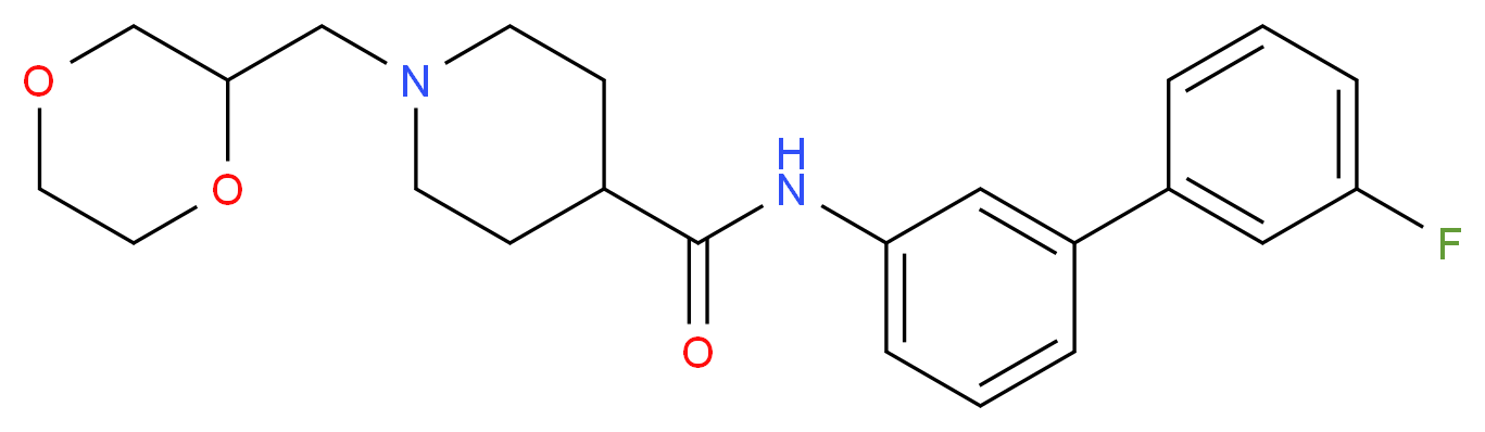 1-(1,4-dioxan-2-ylmethyl)-N-(3'-fluorobiphenyl-3-yl)piperidine-4-carboxamide_分子结构_CAS_)